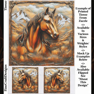 Bronze Embossed Mountain Horse EK7R Decoupage Tissue Paper