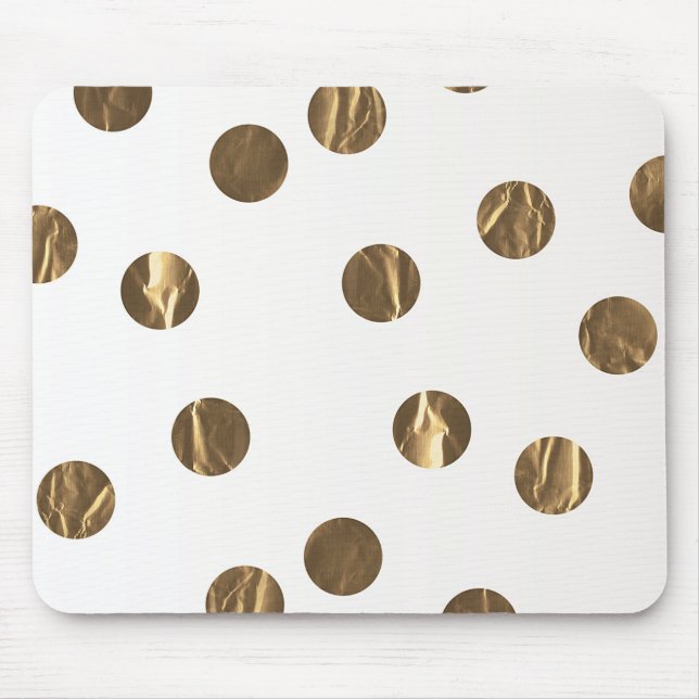 Bronze Faux Shine Polka Dots Modern Trendy Chic Mouse Pad (Front)