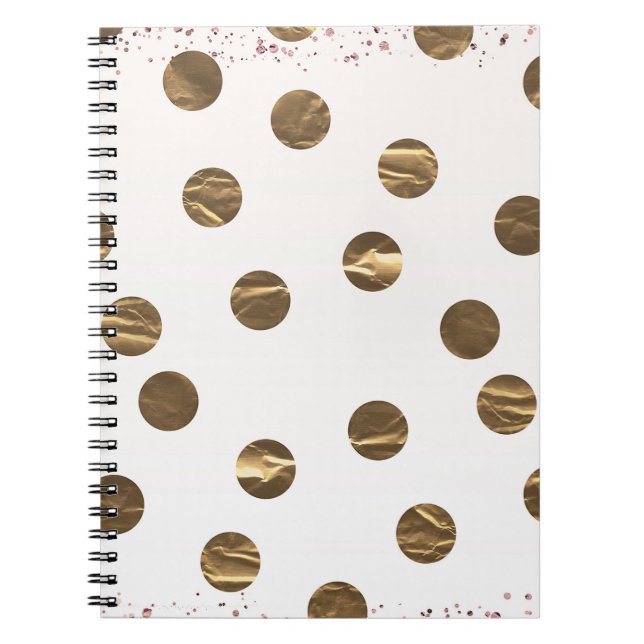 Bronze Faux Shine Polka Dots Modern Trendy Chic Notebook (Front)