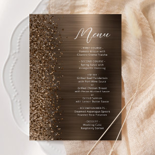 Bronze Glitter Brusned Metal Script Wedding Menu