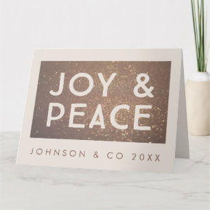 Bronze Glitter Joy & Peace Corporate Christmas Card