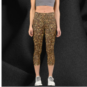 Bronze Glitter Sparkle Capri Leggings