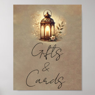 Bronze Glowing Lantern Cards & Gifts Table Sign