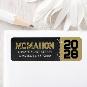 Bronze Gold and Black Chalkboard Graduation Return Address Label