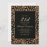Bronze Gold Black Leopard 21st Birthday Party