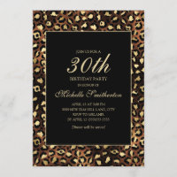 Bronze Gold Black Leopard 30th Birthday Party