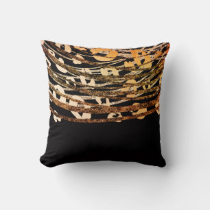 Bronze Gold Black Leopard Cheetah Print Glam Cushion