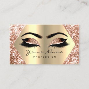 Bronze Gold Glitter Makeup Artist Lashes Business Card