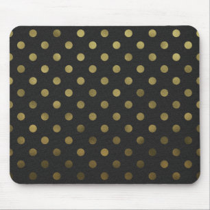 Bronze Gold Leaf Metallic Faux Foil Polka Dot Mouse Pad