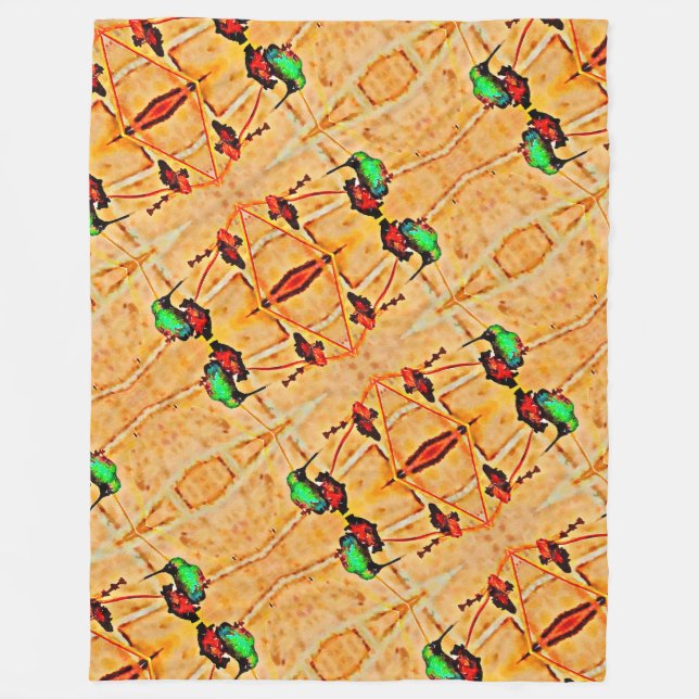 Bronze,gold red and purple hummingbird fleece blanket (Front)