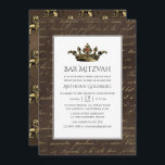 Bronze Gold Vintage Heraldic Bar Mitzvah Invitation<br><div class="desc">Lion and vintage calligraphy heraldic bar mitzvah invitation featuring a royal crown with a ruby gemstone customisable to your specifics.</div>