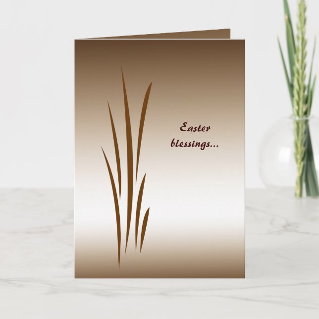 Bronze Grass Easter Holiday Card (Front)