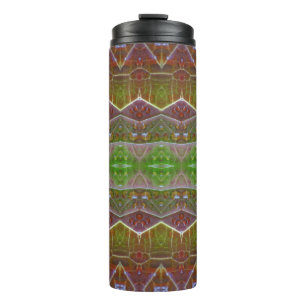 Bronze & Green Leaf Ikat 11 Thermal Tumbler