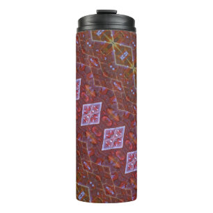 Bronze & Green Leaf Ikat 12 Thermal Tumbler