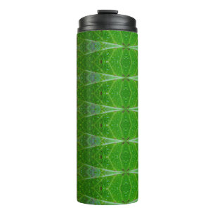 Bronze & Green Leaf Ikat 18 Thermal Tumbler