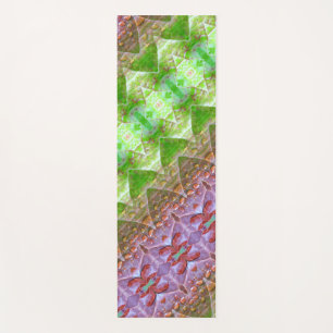 Bronze & Green Leaf Ikat 2 Pouf Angled Yoga Mat