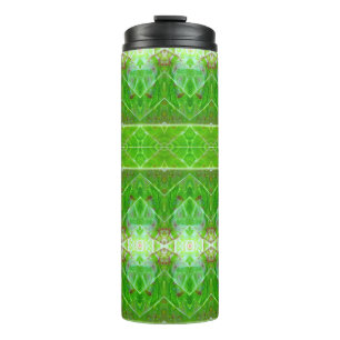 Bronze & Green Leaf Ikat 4 Thermal Tumbler