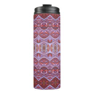 Bronze & Green Leaf Ikat 8 Thermal Tumbler