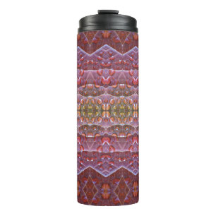 Bronze & Green Leaf Ikat 9 Thermal Tumbler
