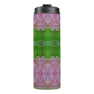 Bronze & Green Leaves Ikat Too Thermal Tumbler