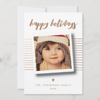 Bronze Happy Holidays Christmas Photo Greeting Holiday Card