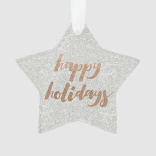 Bronze Happy Holidays Script Xmas Tree Ornament