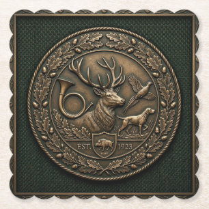 Bronze Hunting Emblem Paper Coaster