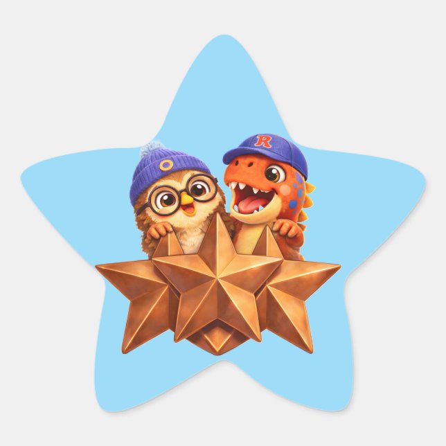 Bronze level stage three star shaped sticker sheet (Front)