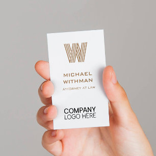 BRONZE LINE MONOGRAM CORPORATE LOGO QR CODE BUSINESS CARD