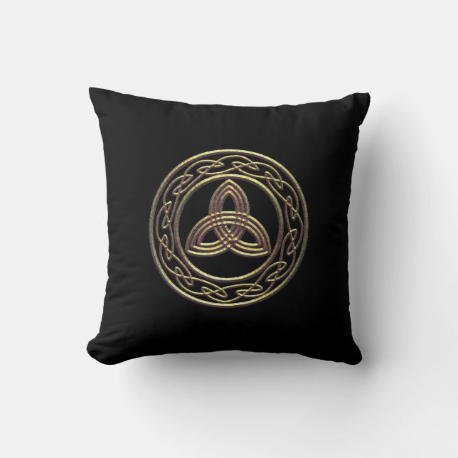 Bronze Look Trinity Metallic Celtic Knot Pillow (Front)