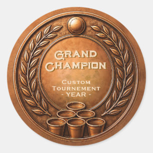 Bronze Medal Beer Pong Tournament Championship Classic Round Sticker