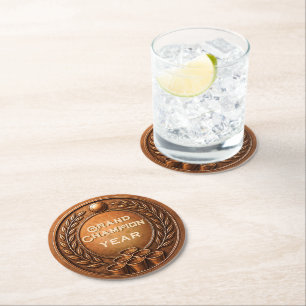 Bronze Medal Beer Pong Tournament Championship Round Paper Coaster