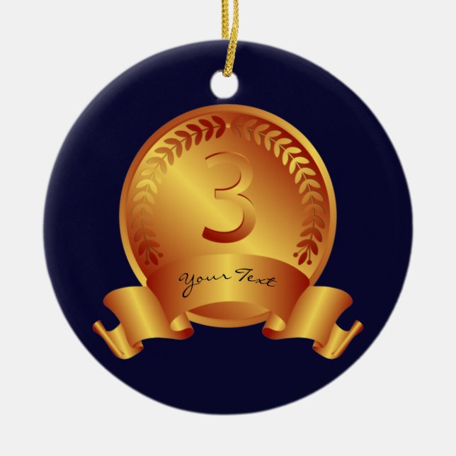 Bronze Medal & Custom text Award Winner  Ceramic Ornament (Front)