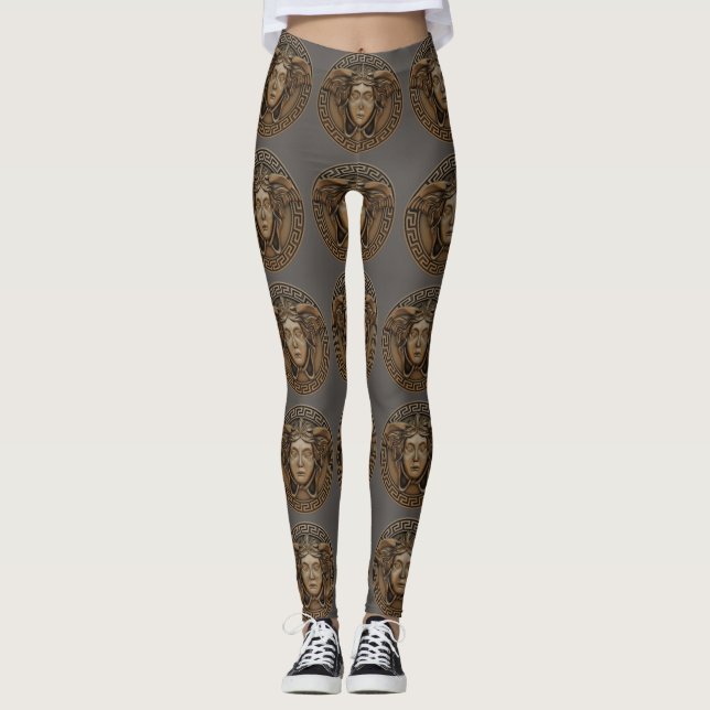 Bronze Medusa All-Over-Print Leggings (Front)