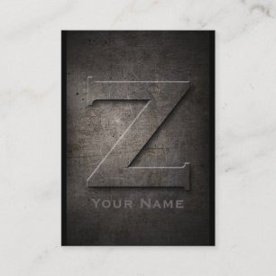 Bronze Metal Monogrammed Z Business Cards