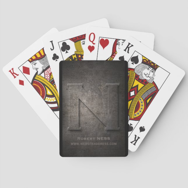 Bronze Metal N Monogram Customizable Playing Cards (Back)