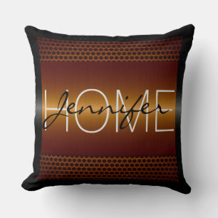 Bronze Metallic Holes Metal Look Monogram Cushion