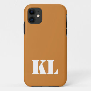 Bronze Metallic Solid Colour Minimalist Monogram iPhone 11 Case