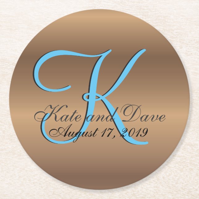 Bronze Monogram Amazing Fab Round Paper Coaster (Front)