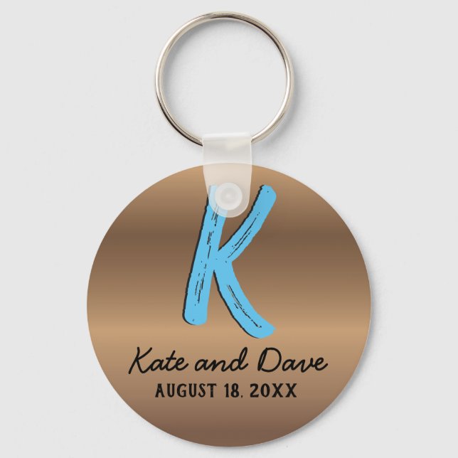 Bronze Monogram 🔑 Elegantly Stylish  Key Ring (Front)