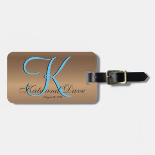 Bronze Monogram 🔑 Stylish Pecan Luggage Tag