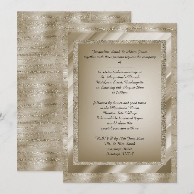 Bronze Multi Patterned elegant wedding stationery Invitation (Front/Back)