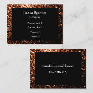 Bronze orange brown copper faux glitters sparkles business card
