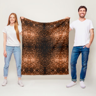 Bronze orange brown copper faux glitters sparkles fleece blanket