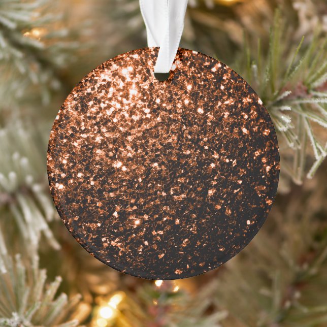 Bronze orange brown copper faux glitters sparkles ornament (Tree)