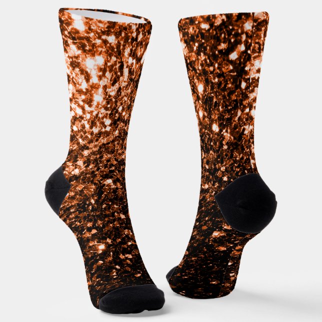 Bronze orange brown copper faux glitters sparkles socks (Angled)