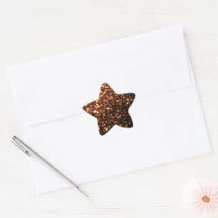 Bronze orange brown copper faux glitters sparkles star sticker