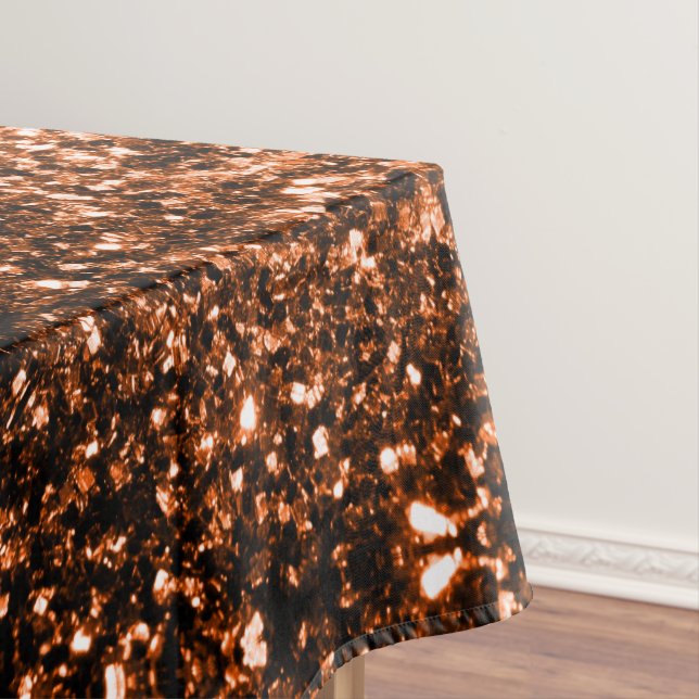 Bronze orange brown copper faux glitters sparkles tablecloth (In Situ)