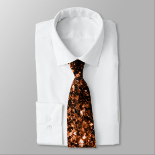 Bronze orange brown copper faux glitters sparkles tie