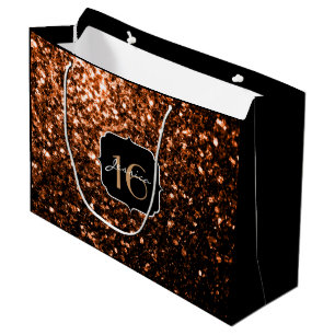 Bronze orange brown copper faux sparkles Sweet 16 Large Gift Bag